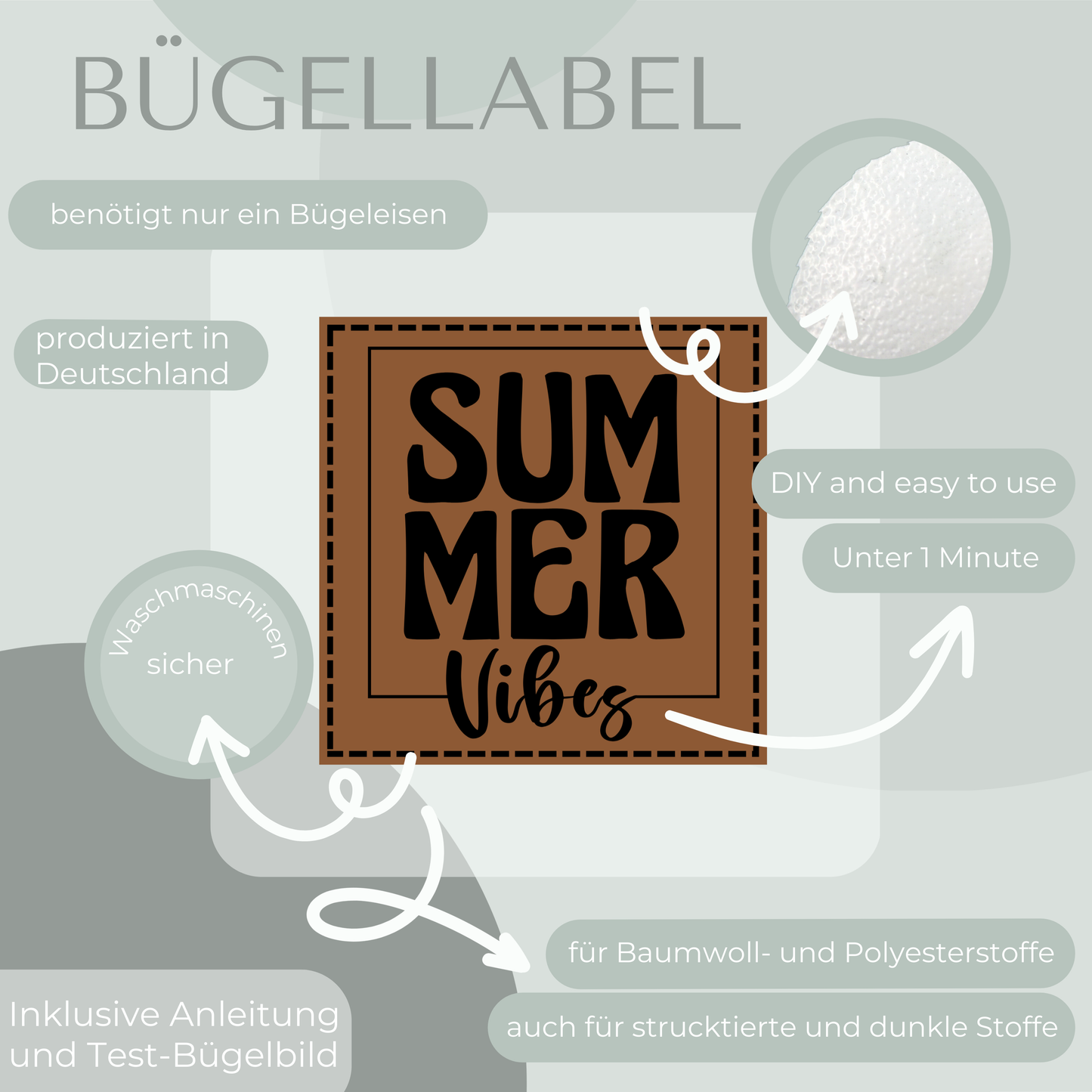 Summer Vibes Bügel Label Bügellabel Eigenproduktion