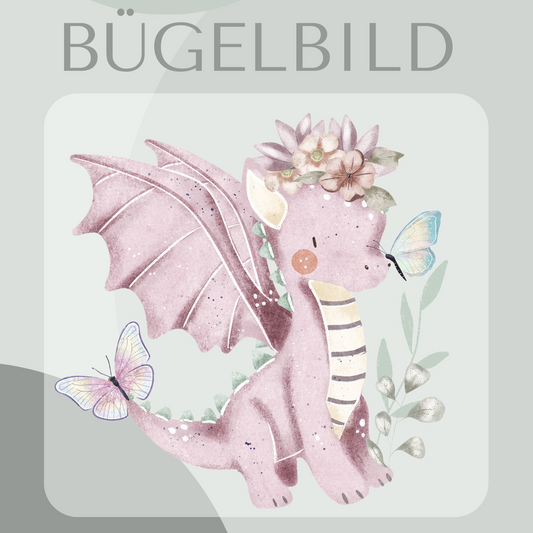 Bügelbild Drache mit Schmetterling