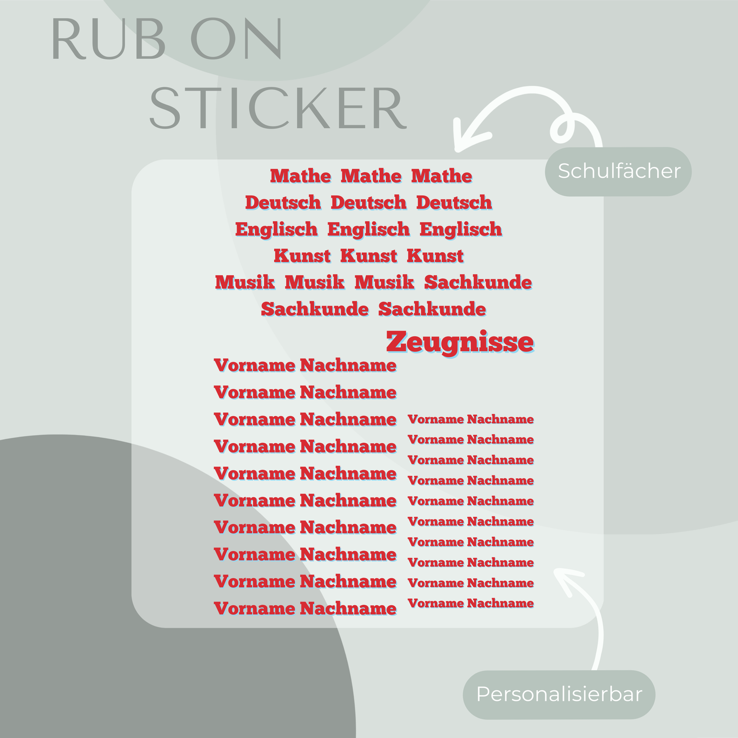 Feuerwehr Rub-On Sticker Set personalisierbar
