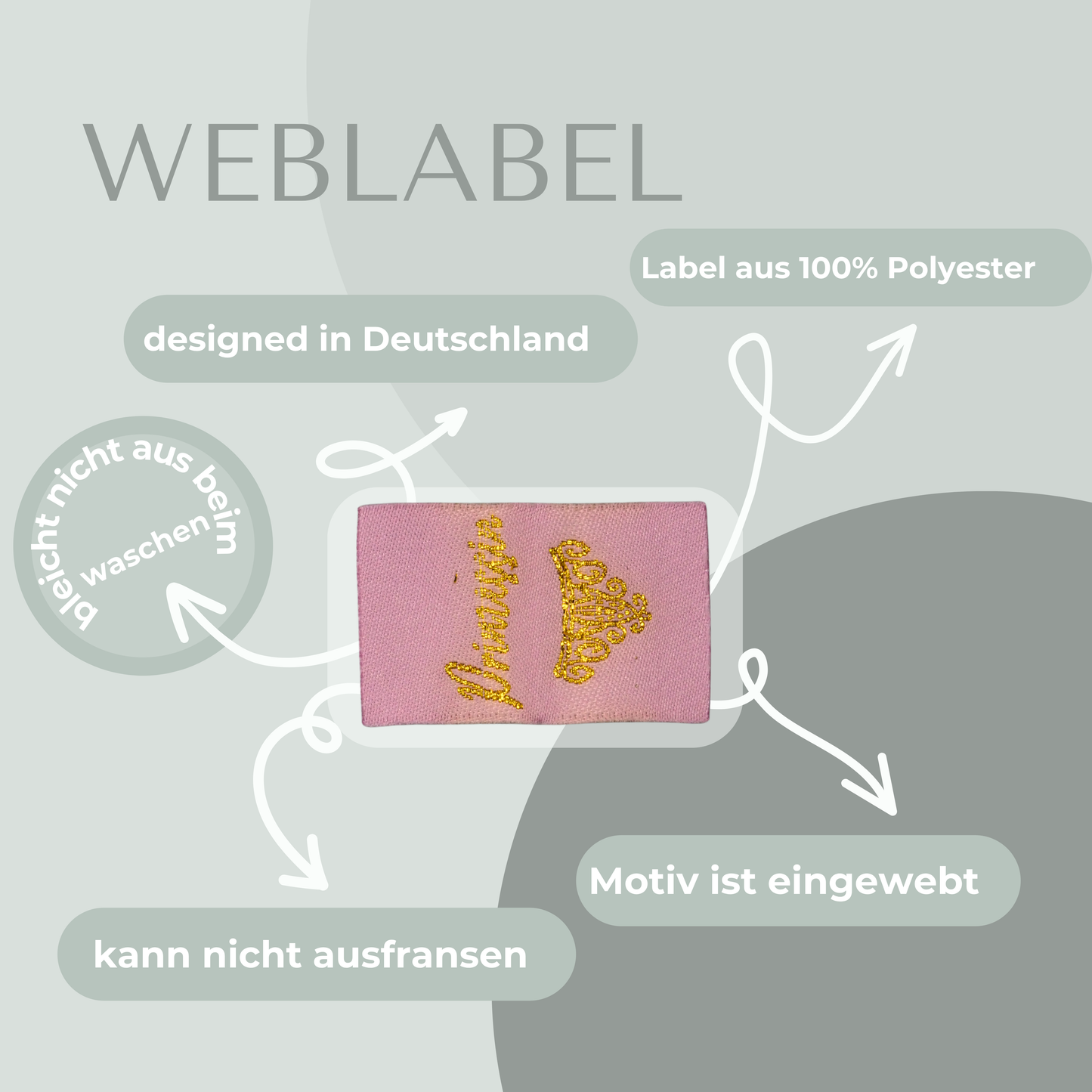 Prinzessin und Krone Web Label gewebt Eigenproduktion