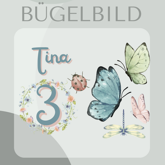 Bügelbild-Set personallisiert Schmetterlinge