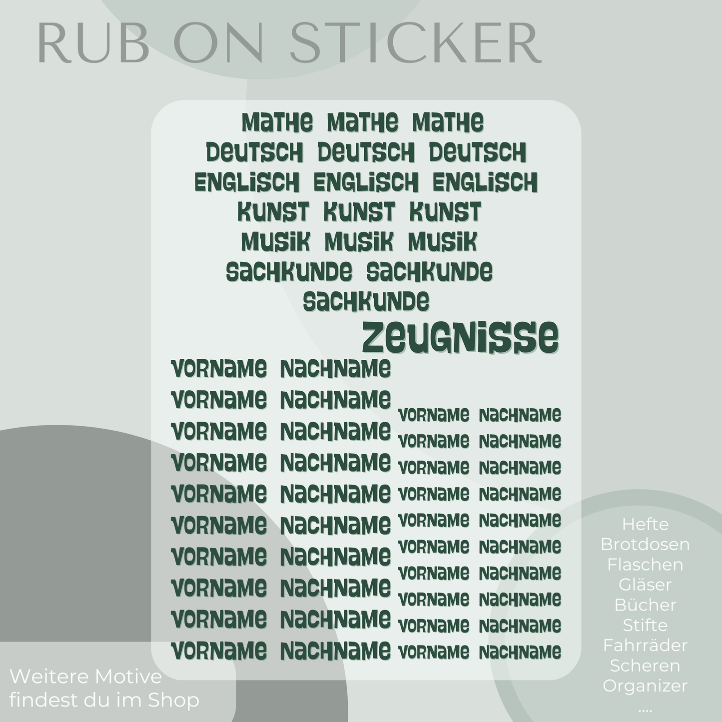 Dinosaurier Rub-On Sticker Set personalisierbar