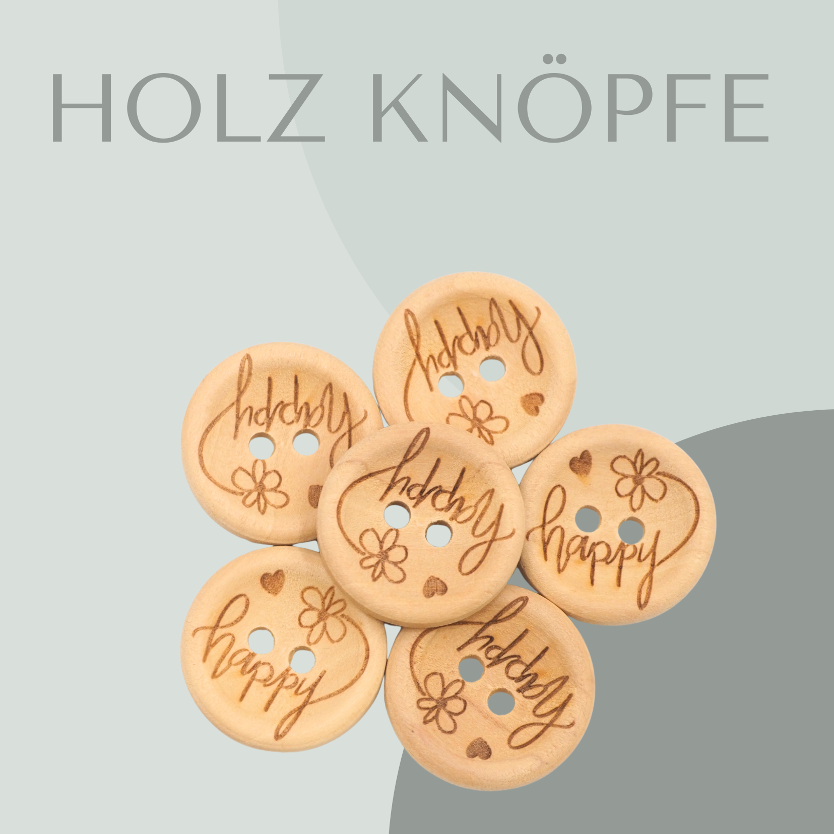 happy, Holzknopf