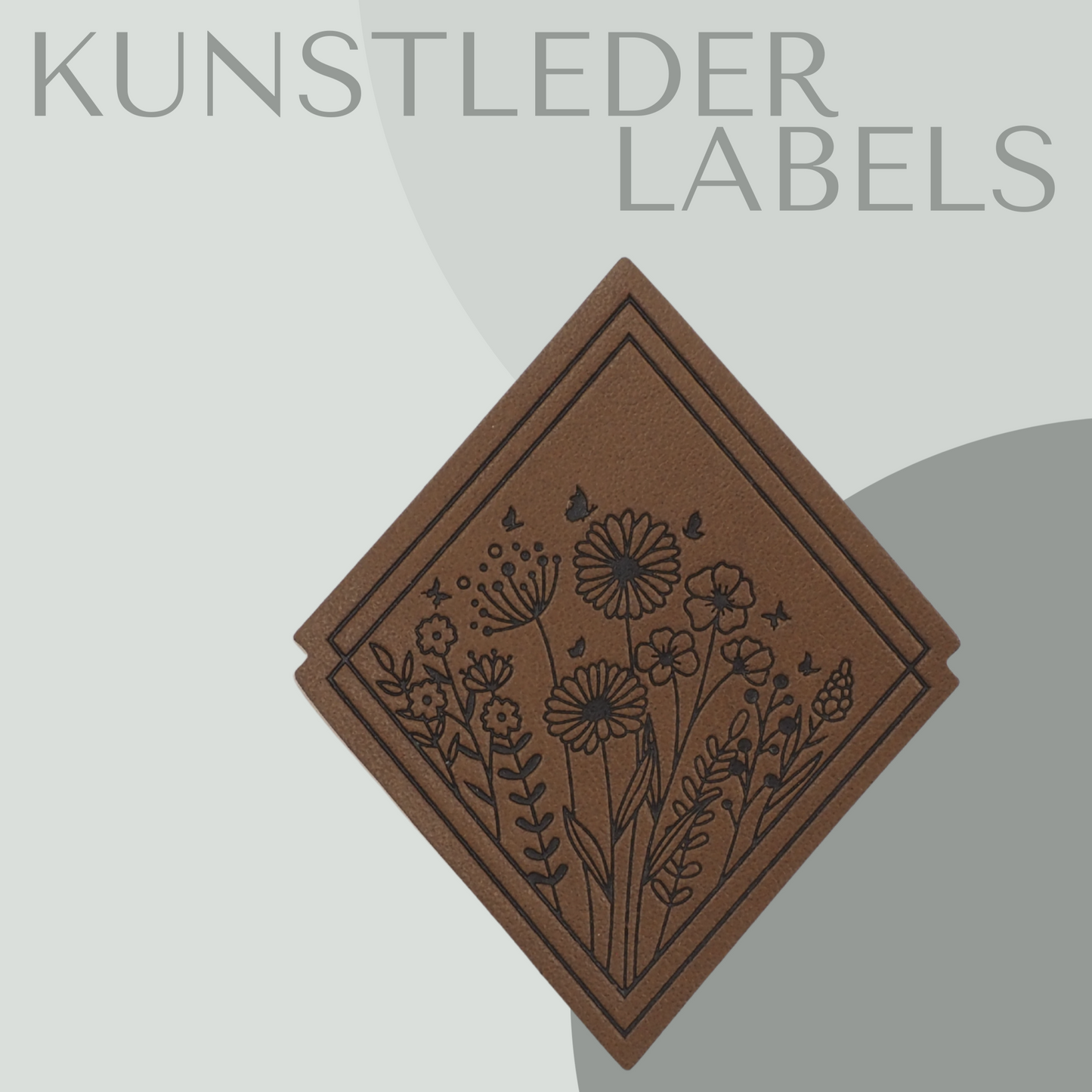 Kunstleder Label blumenwiese in braun