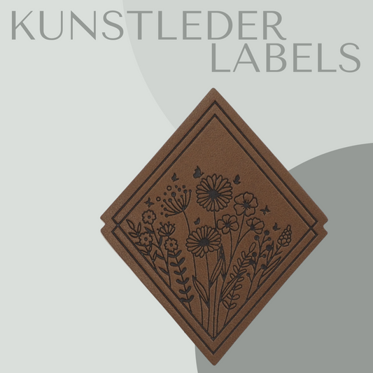 Kunstleder Label blumenwiese in braun