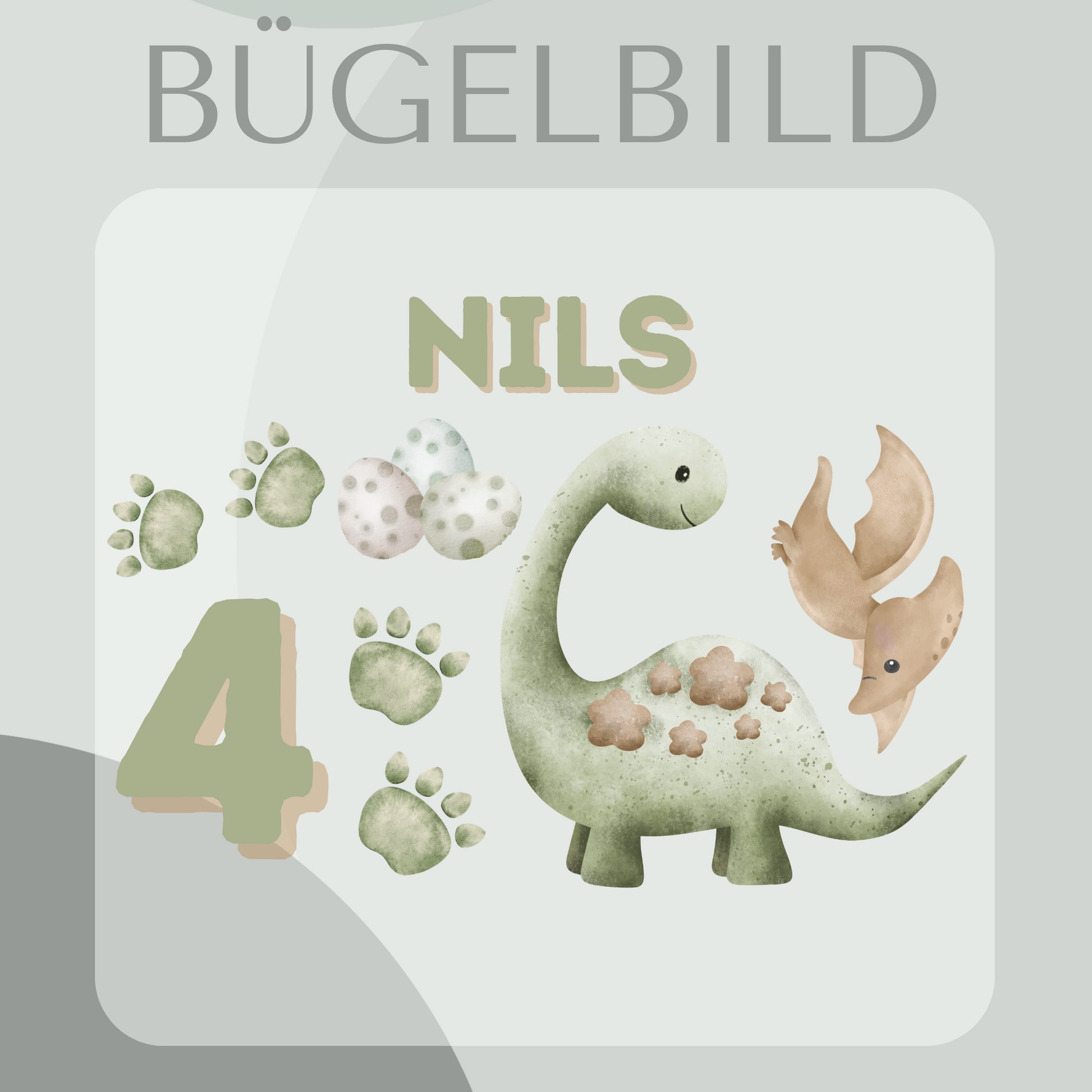 Bügelbild-Set personalisiert Dinosaurier