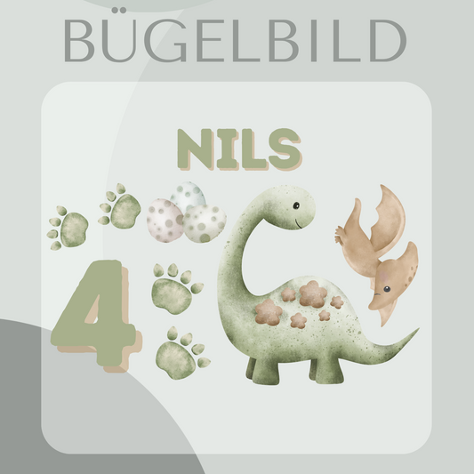 Bügelbild-Set personalisiert Dinosaurier