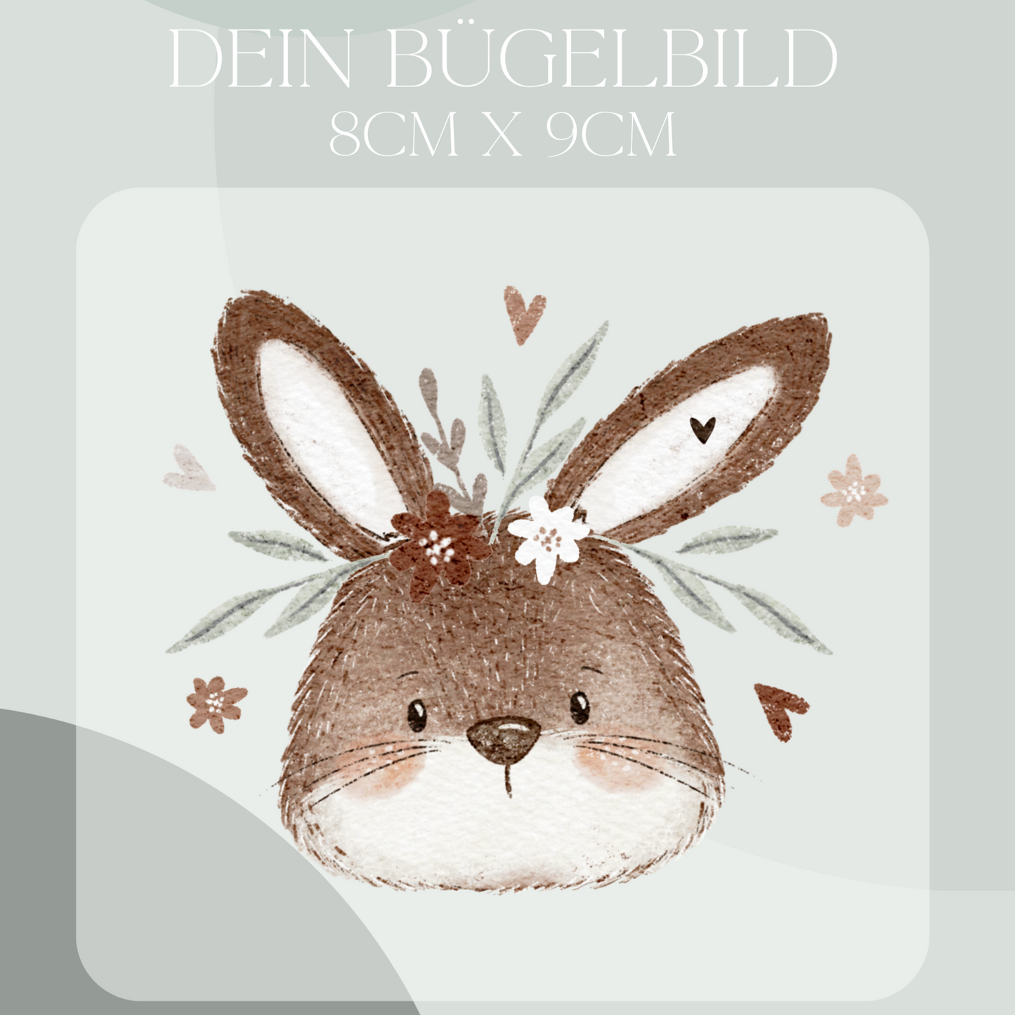 Hase braun Mini- Bügel-Bild Bügelbild Eigenproduktion