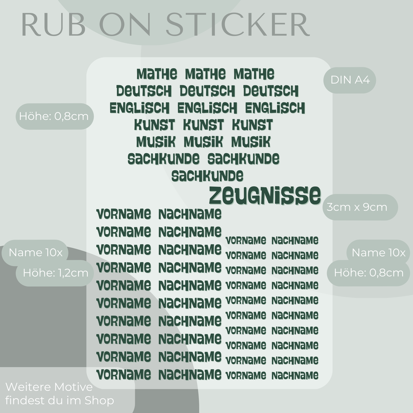 Dinosaurier Rub-On Sticker Set personalisierbar