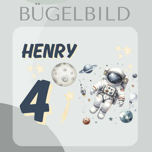 Bügelbild-Set personalisiert Astronaut