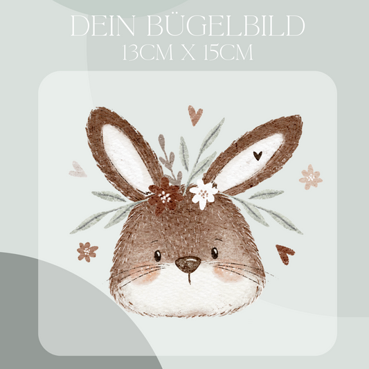 Hase braun Maxi- Bügel-Bild Bügelbild  Eigenproduktion