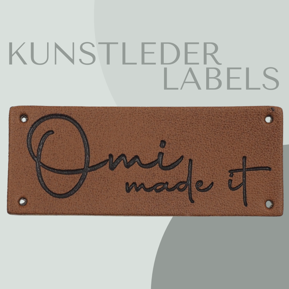 Omi made it Kunstlederlabel Kunstleder Label Eigenproduktion