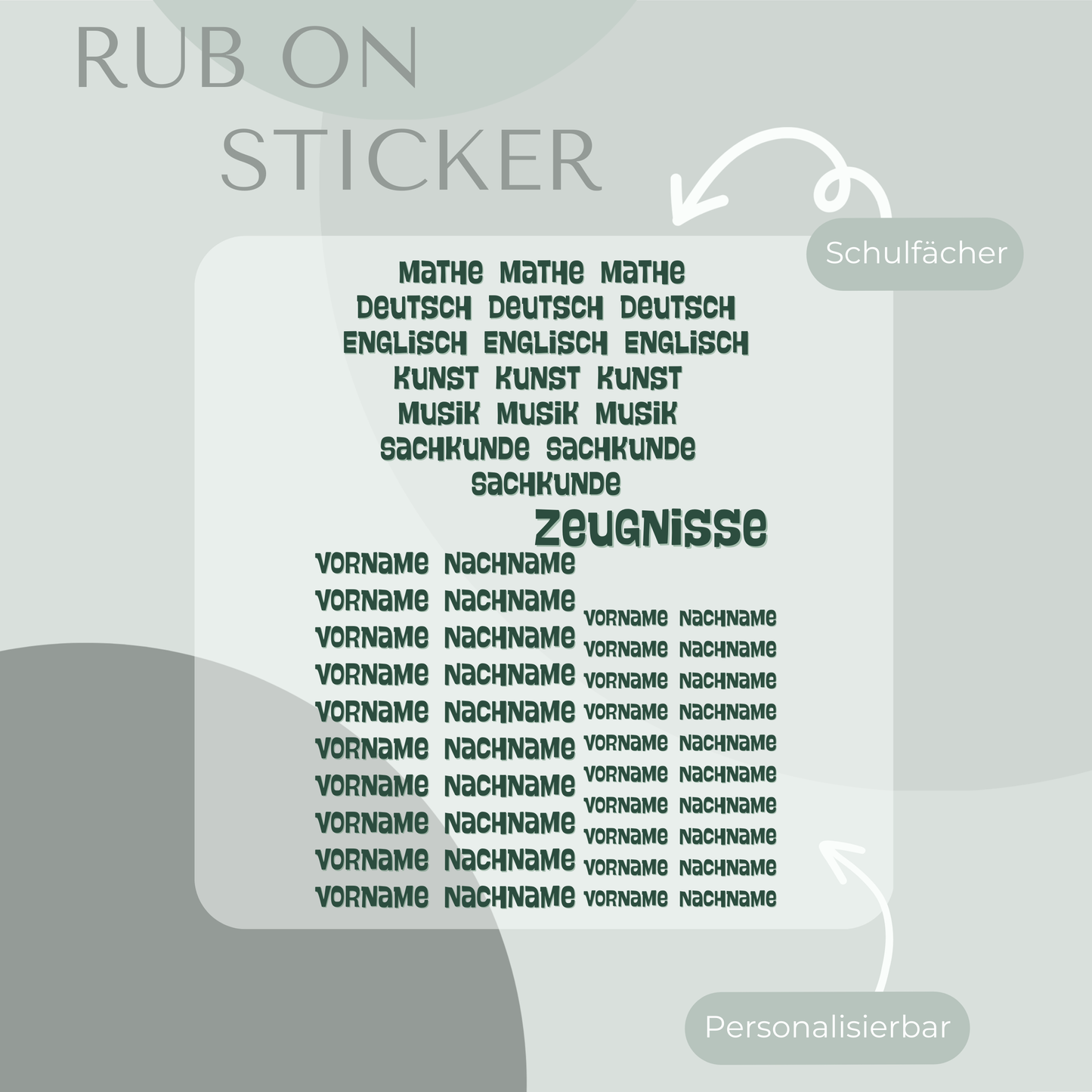 Dinosaurier Rub-On Sticker Set personalisierbar