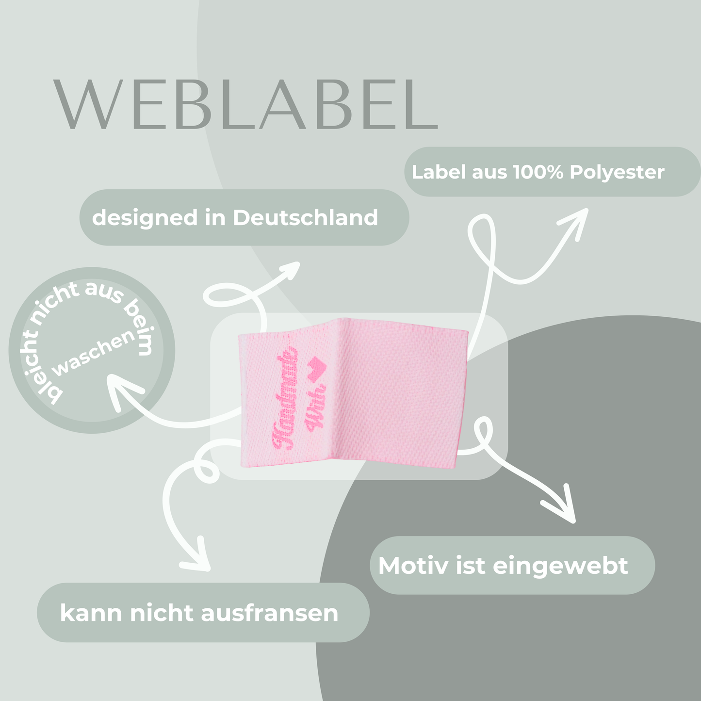 Handmade with Love Rosa Web Label gewebt