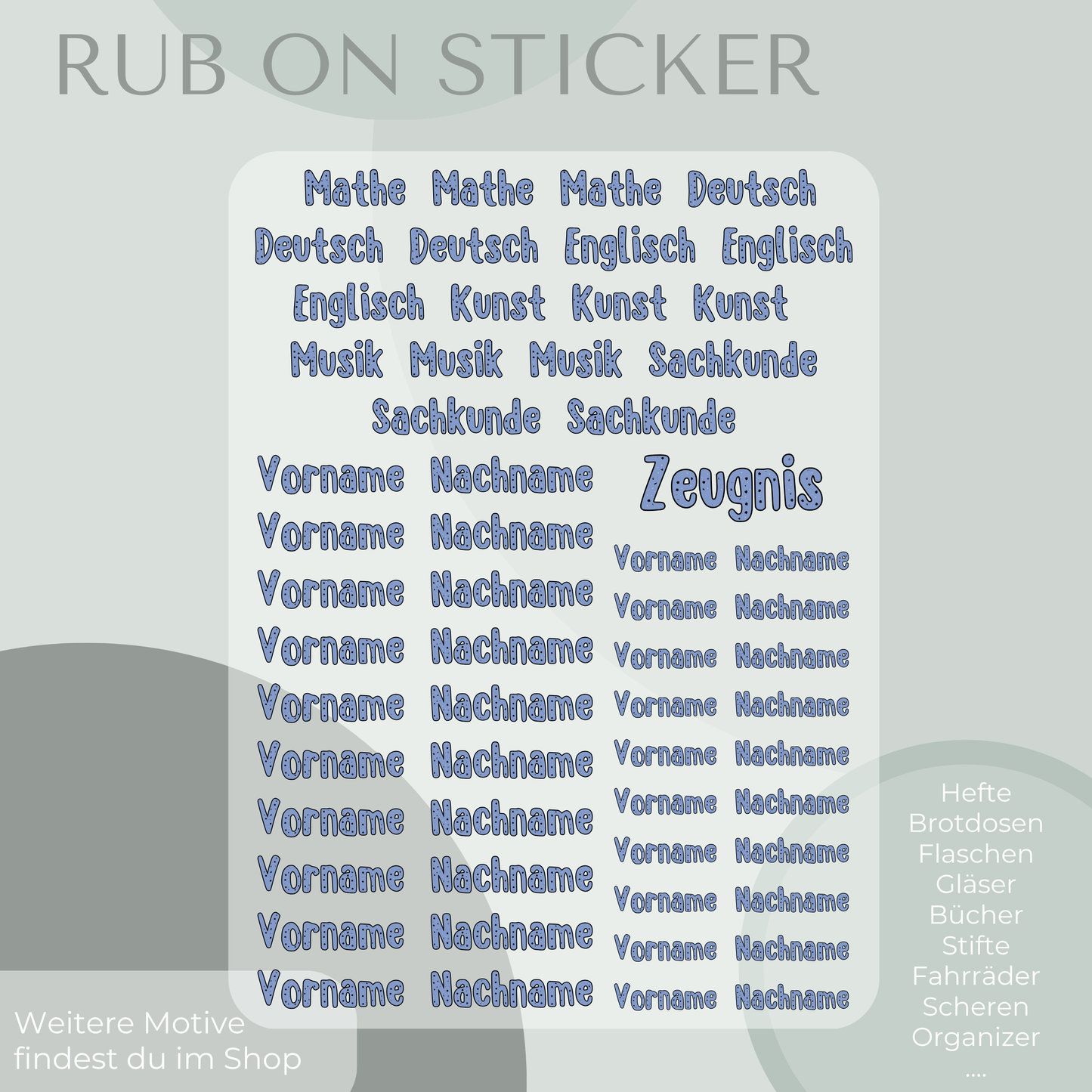 Delfin Rub-On Sticker Set personalisierbar