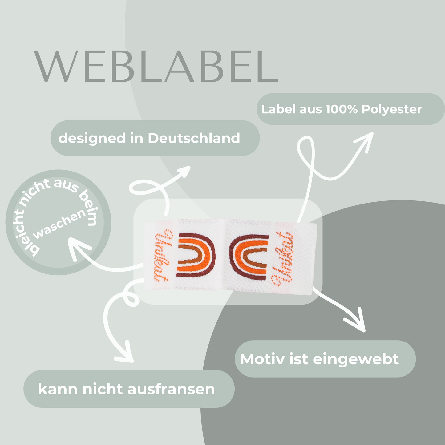 Unikat Orange Web Label gewebt Eigenproduktion
