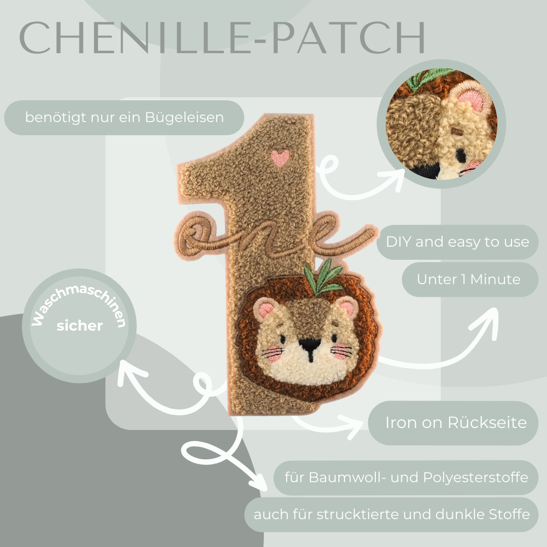 Chenille-Patch Löwe Eins Iron-on