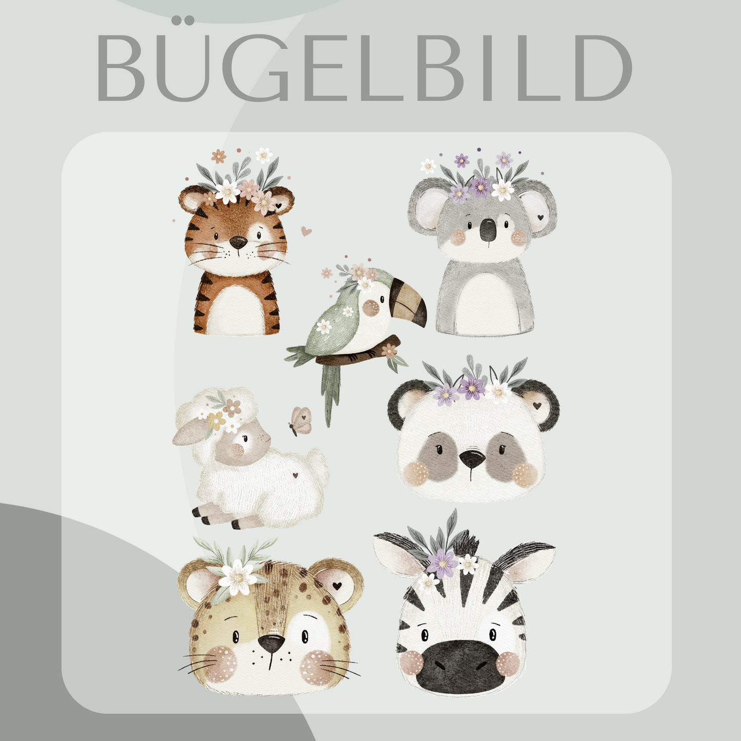 Bügelbild Safari Tiere Set