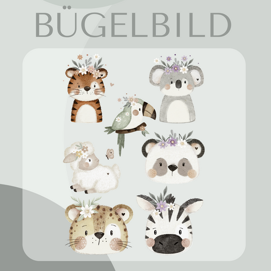 Bügelbild Safari Tiere Set