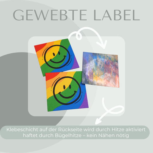 Smiley Label gewebt Eigenproduktion