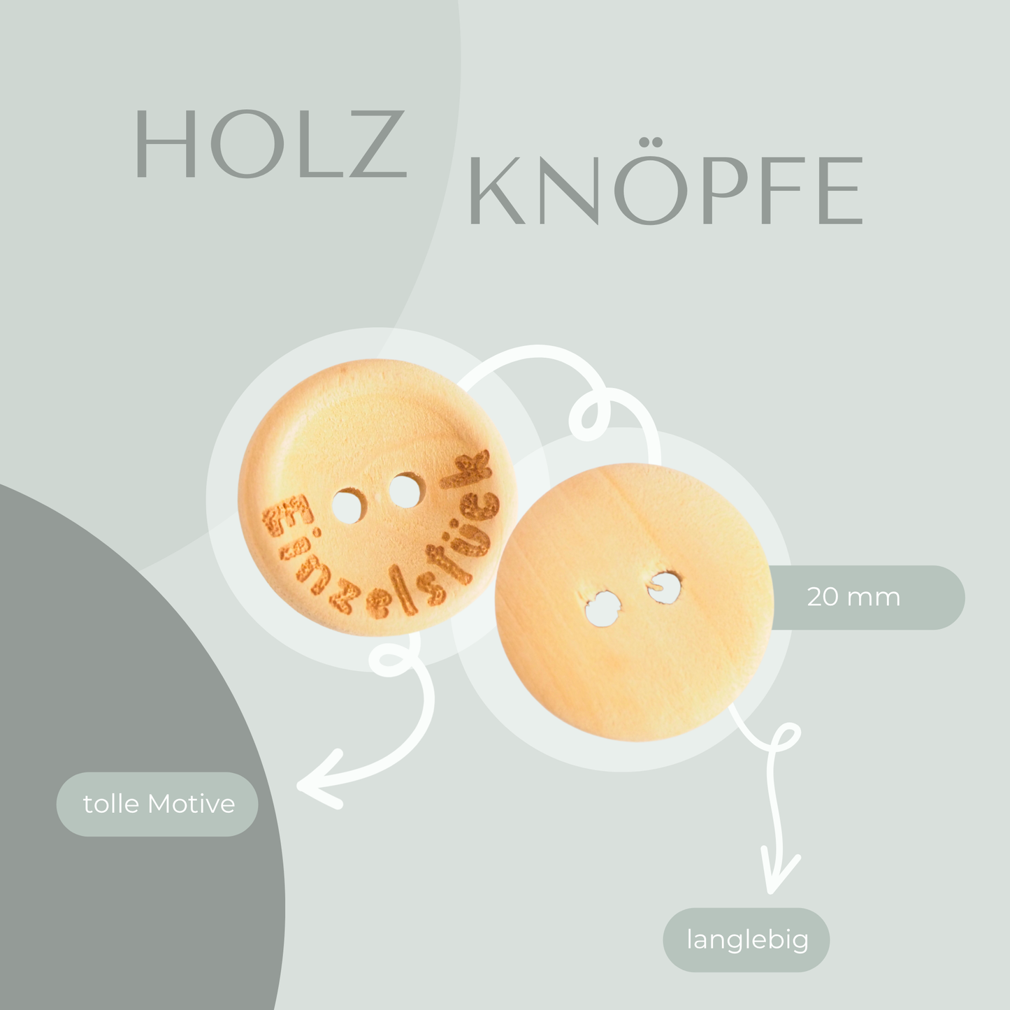 Eigenproduktion Holzknopf Einzelstück 20mm