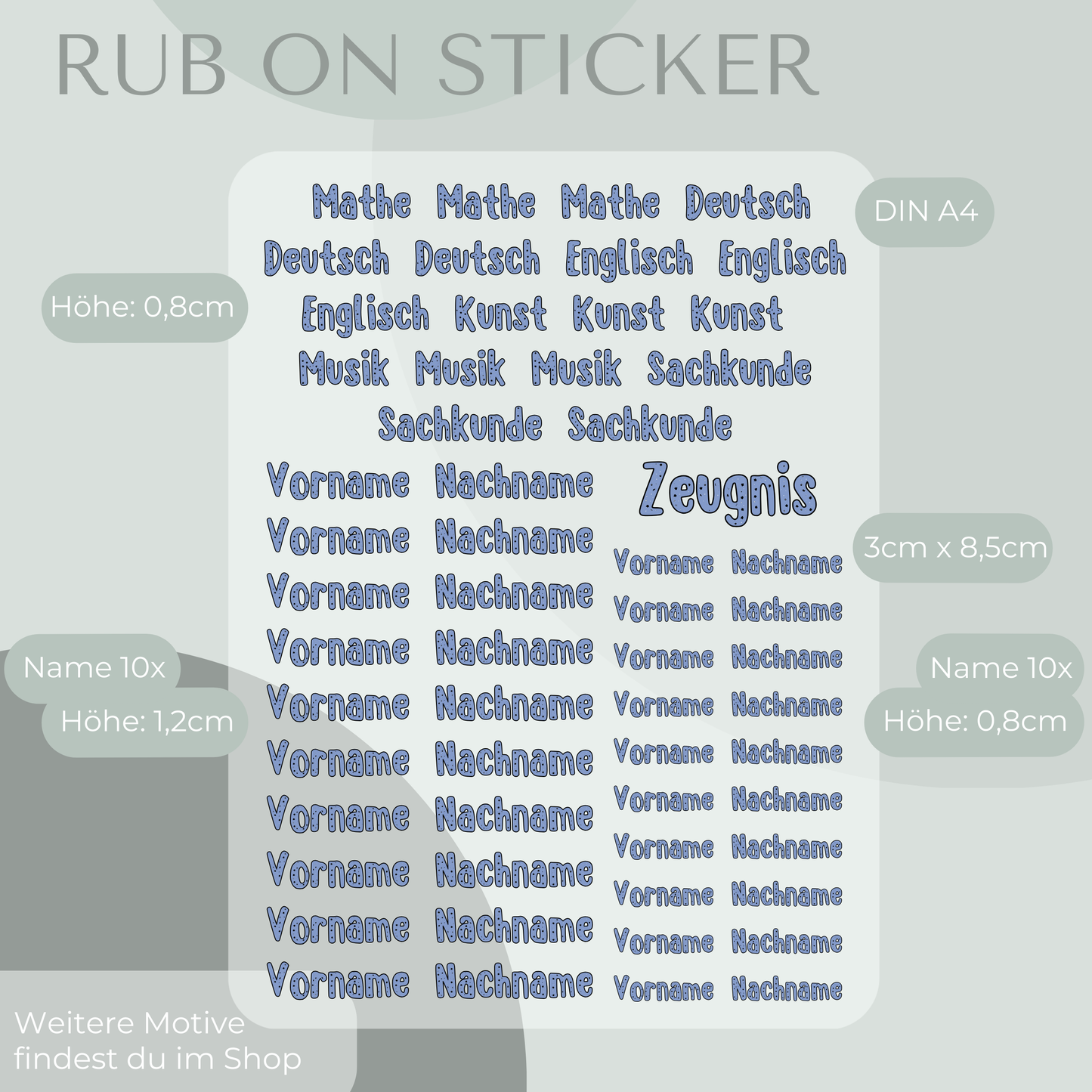 Delfin Rub-On Sticker Set personalisierbar