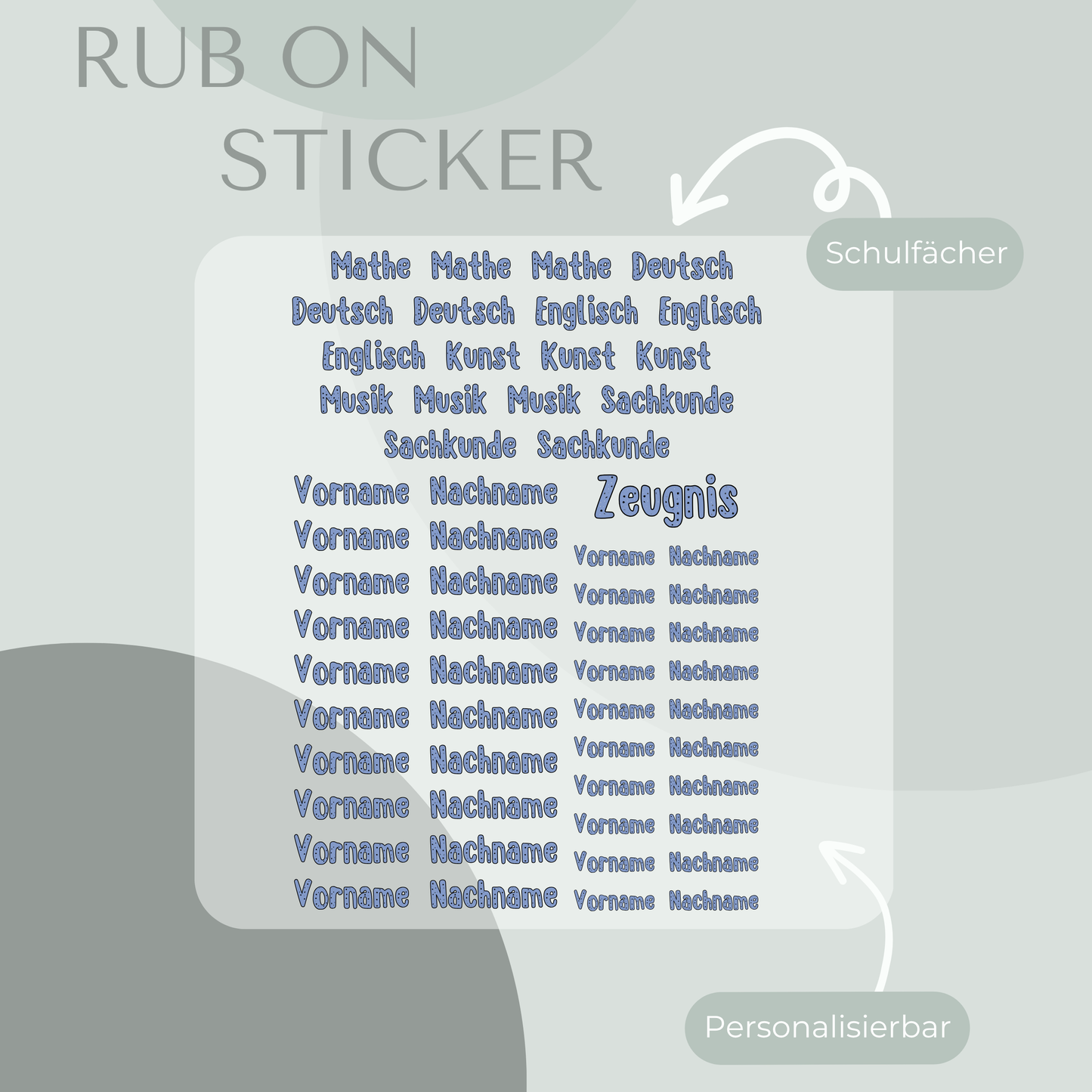 Delfin Rub-On Sticker Set personalisierbar