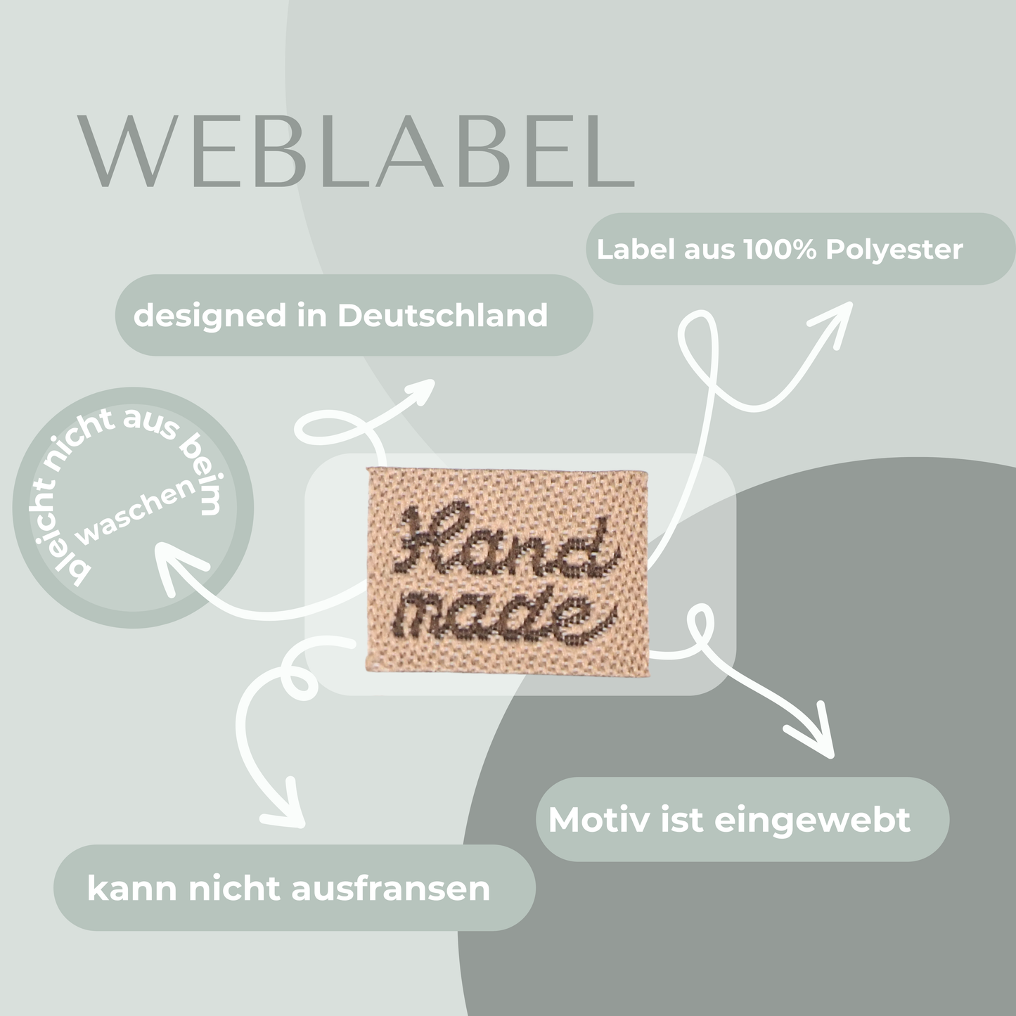 Hand made Beige Web Label gewebt