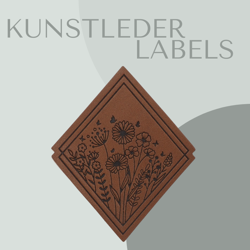 Blumenwiese Kunstlederlabel Kunstleder Label Eigenproduktion