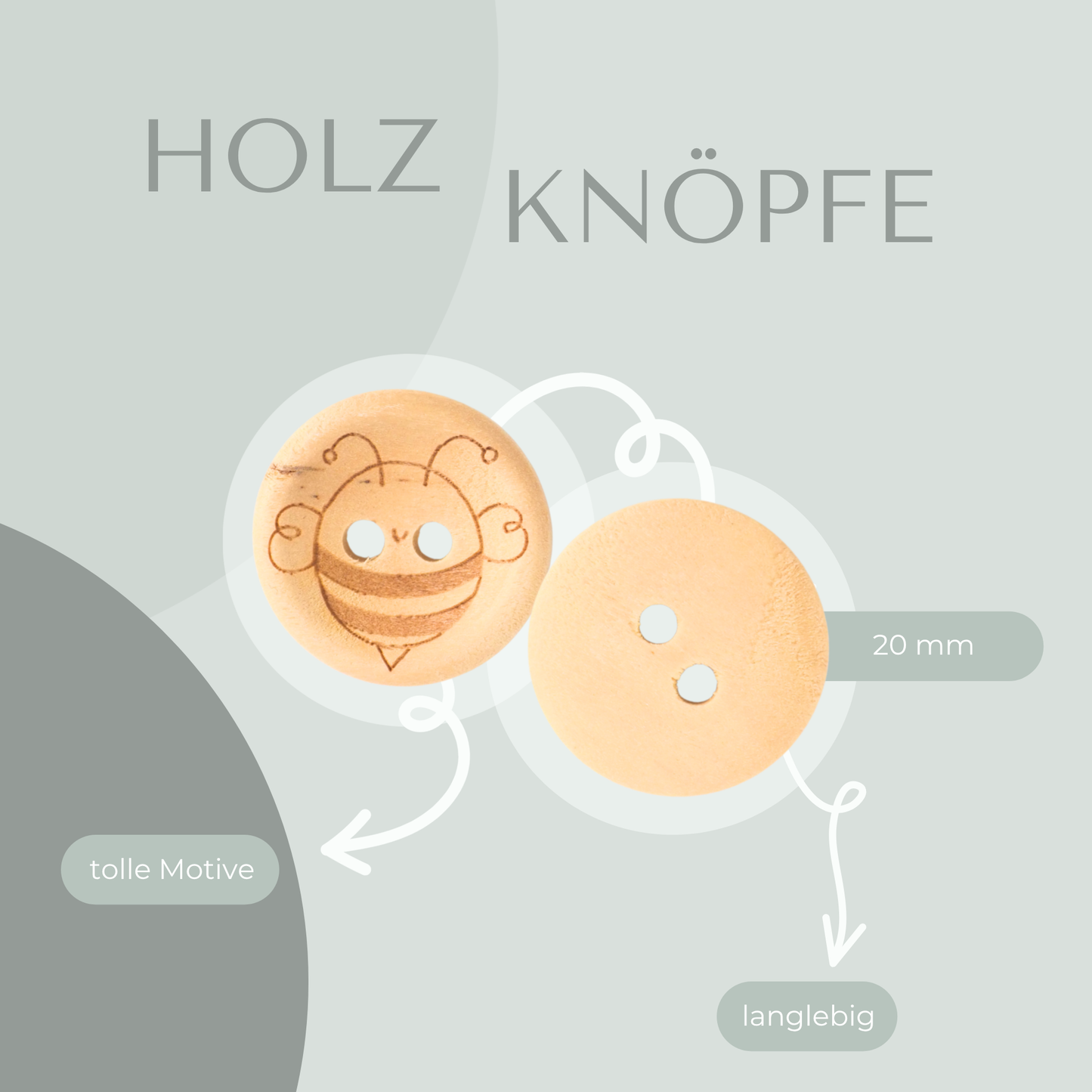 Eigenproduktion Holzknopf Biene  20mm