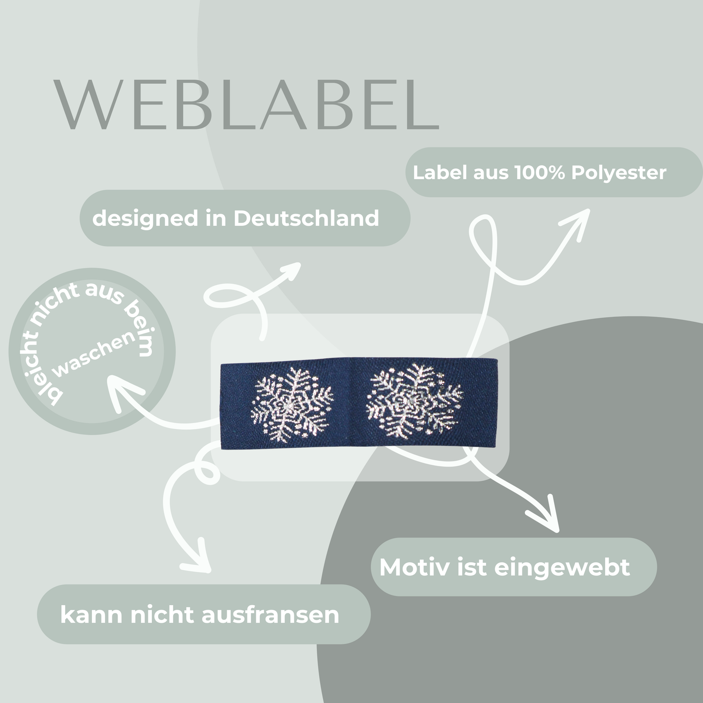 Schneeflocke Web Label gewebt Eigenproduktion