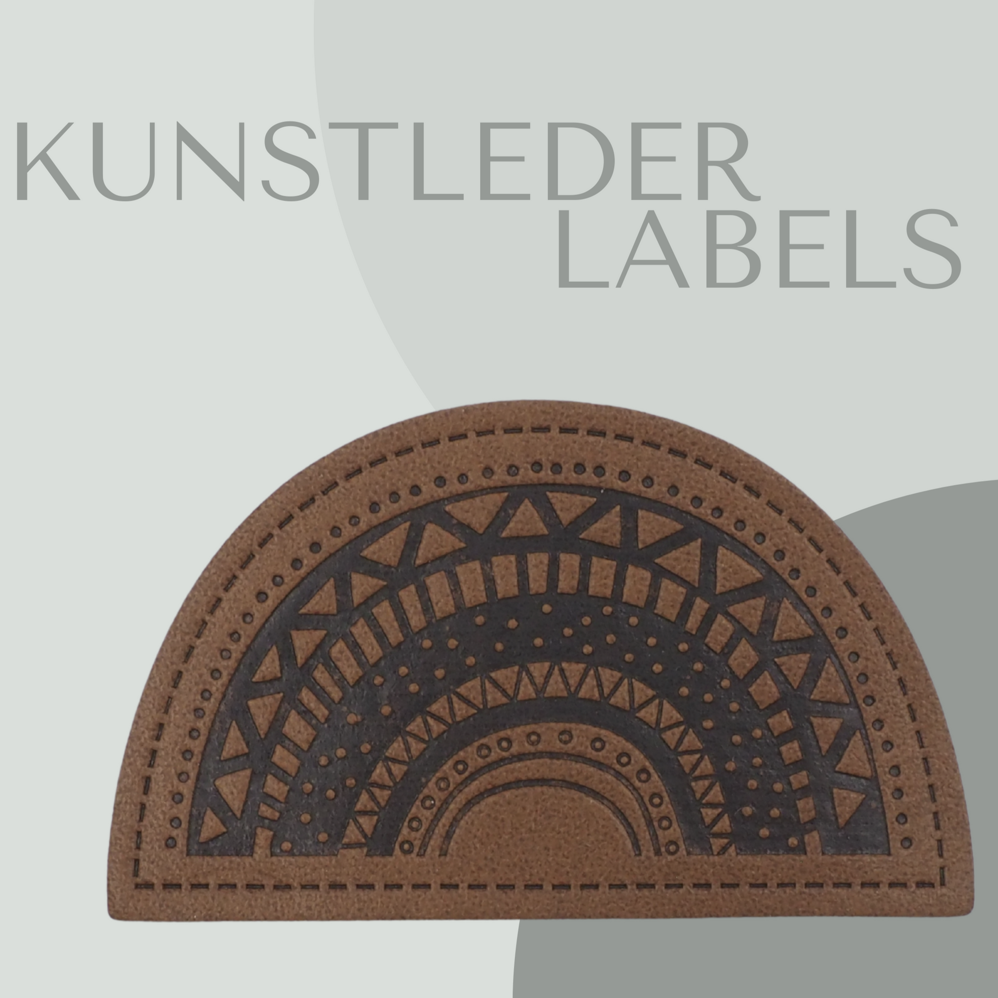 Kunstleder Label in Regenbogenform in braun 