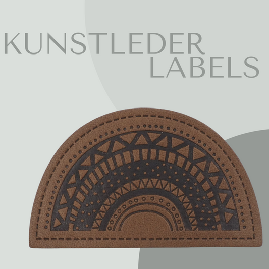 Kunstleder Label in Regenbogenform in braun 