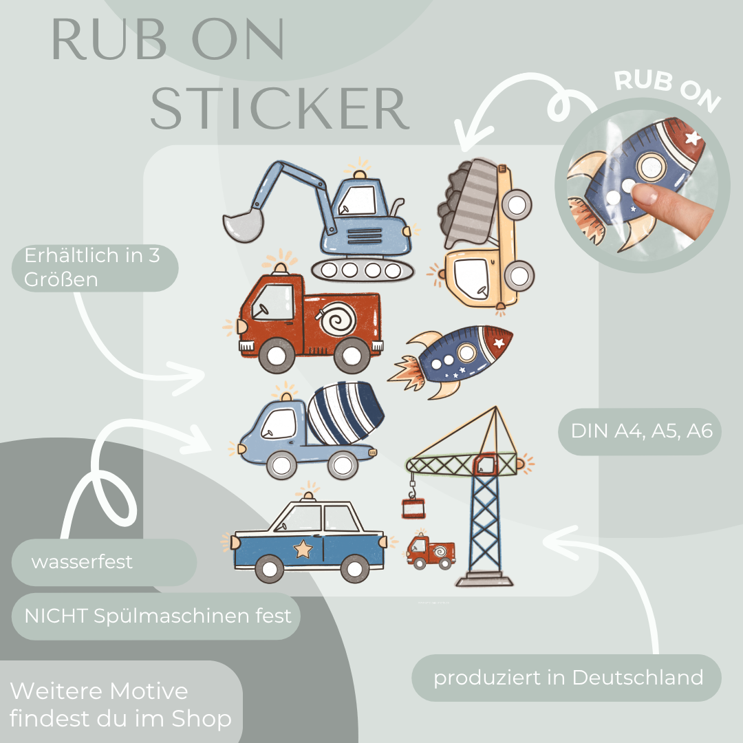 Fahrzeuge Rub-On Sticker Set