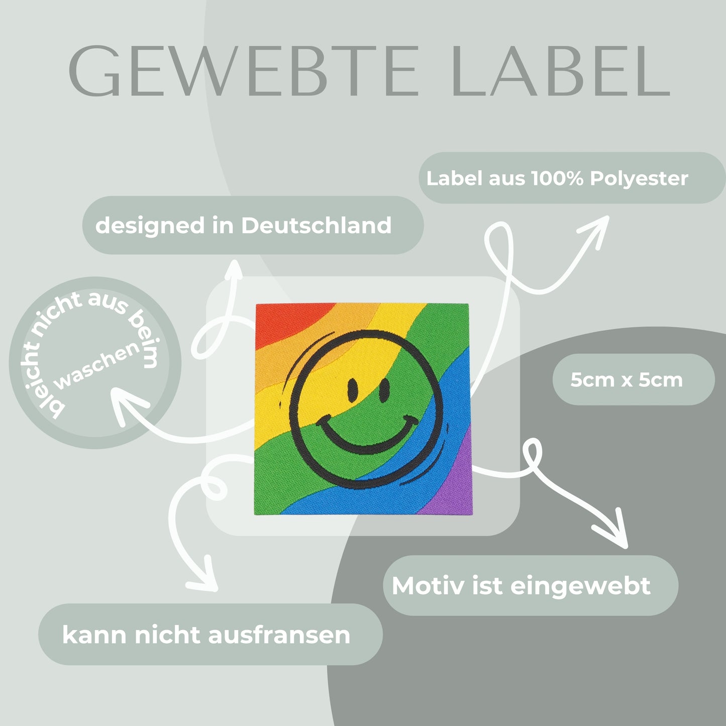 Smiley Label gewebt Eigenproduktion