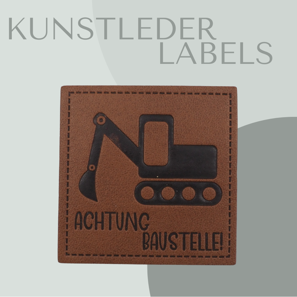 Achtung Baustelle Kunstlederlabel Kunstleder Label Eigenproduktion