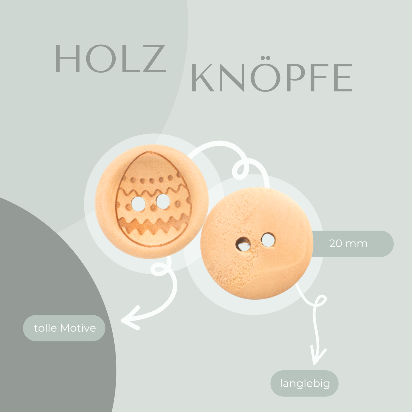 Eigenproduktion Holzknopf Osterei 20mm
