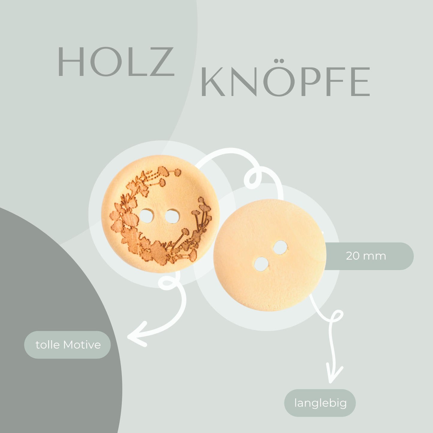 Holzknopf Blumenkranz 20mm