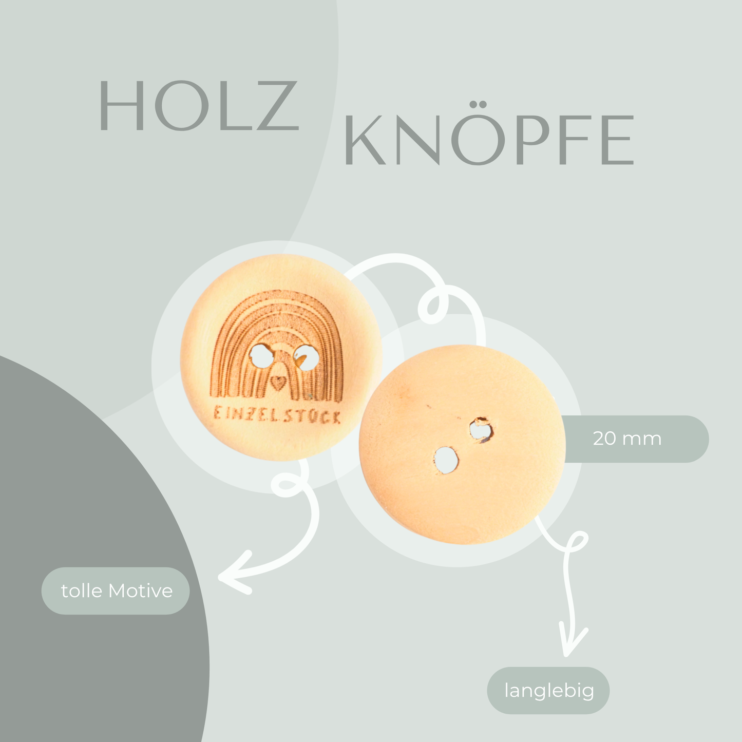 Holzknopf Einzelstück 20mm