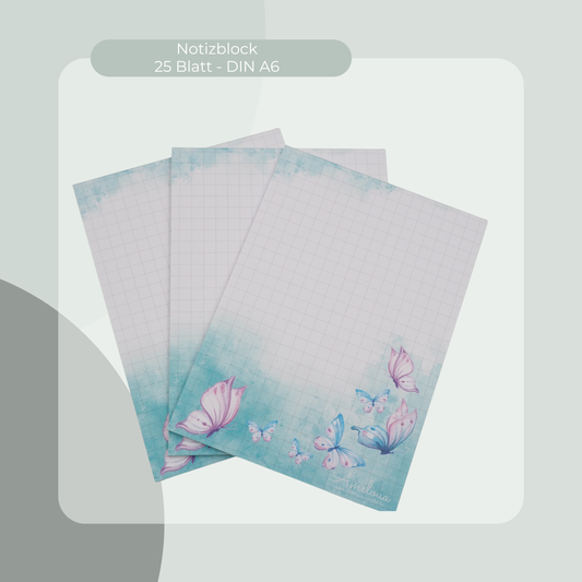 DIN 6 Notizblock mit Schmetterlingen