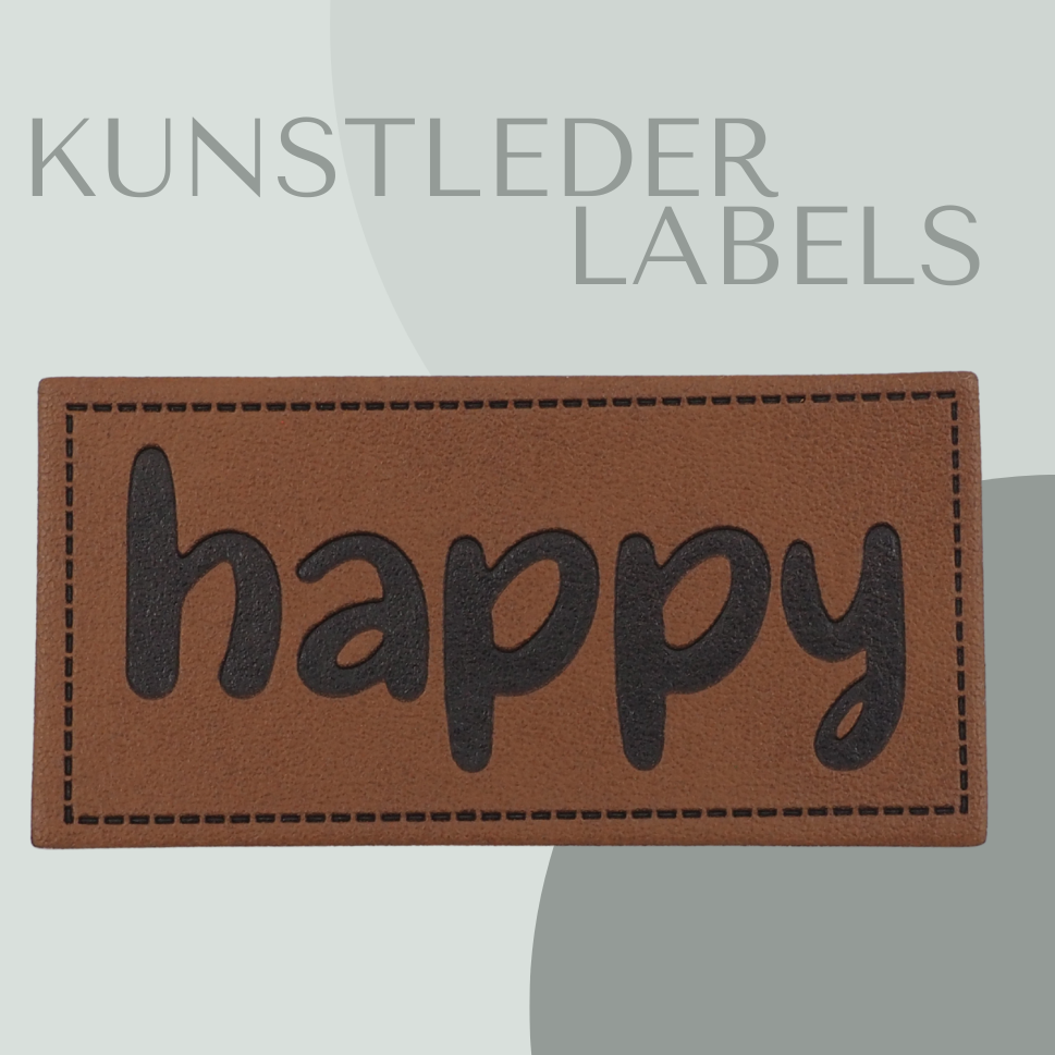 happy Kunstlederlabel Kunstleder Label Eigenproduktion