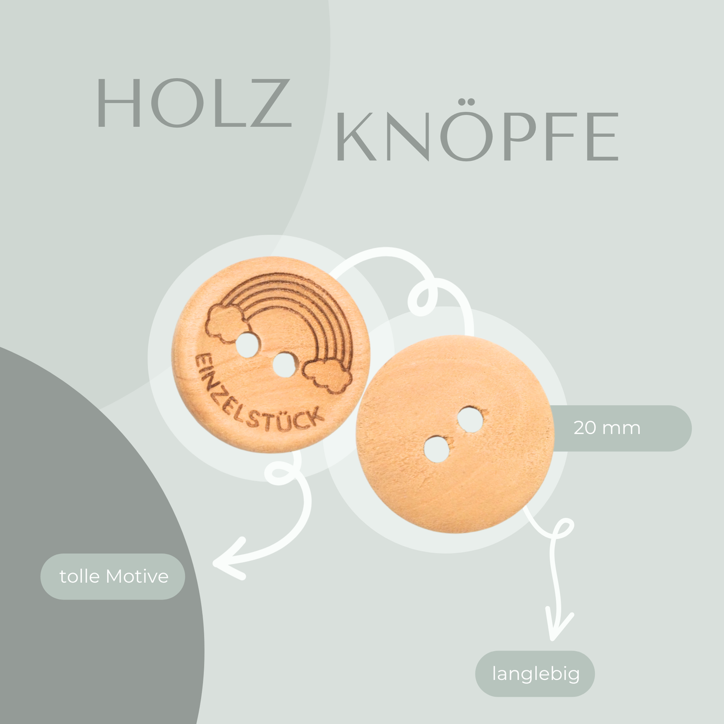 Eigenproduktion Holzknopf Einzelstück 20mm