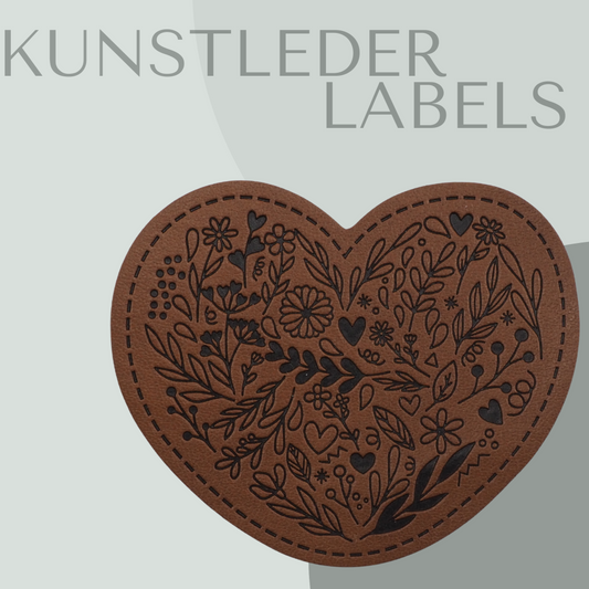 Kunstleder Label in braun in Herzform