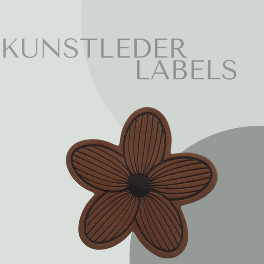 Kunstleder Label in Blumenform in braun 