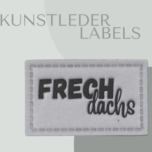 reflektierendes Kunstleder Label eckig mit der Aufschrift "frech dachs"
