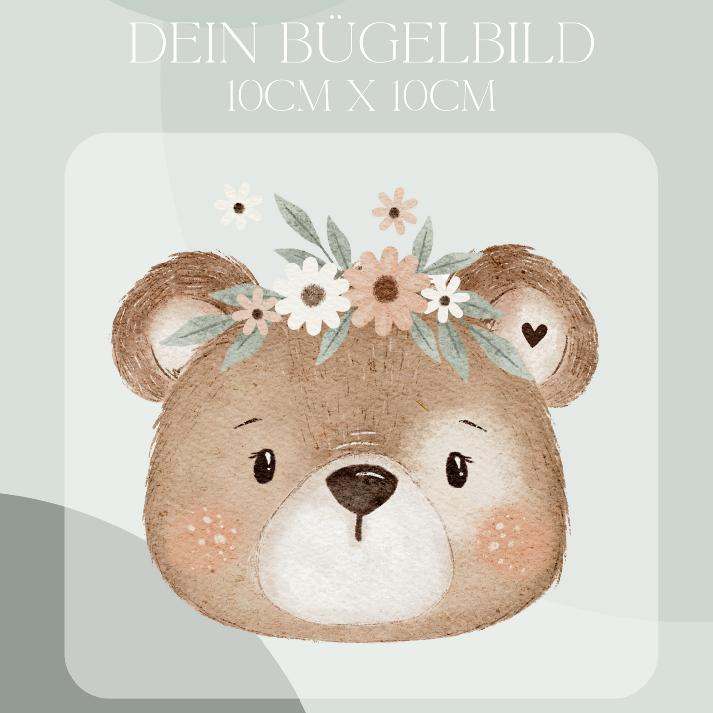 Bär beige Mini- Bügel-Bild Bügelbild Eigenproduktion