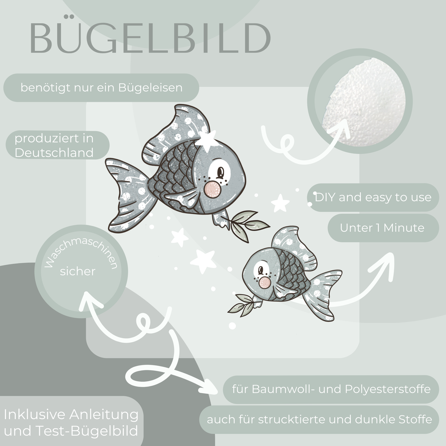 Fische blau Bügelbild Eigenproduktion