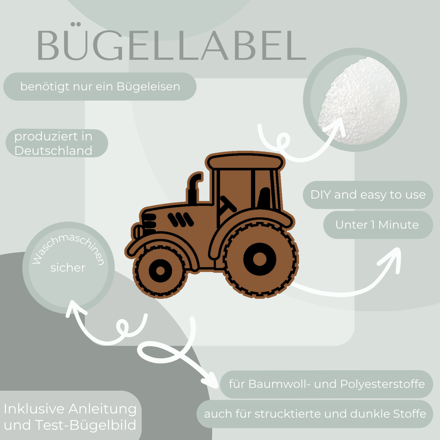 Traktor Bügel Label Bügellabel Eigenproduktion