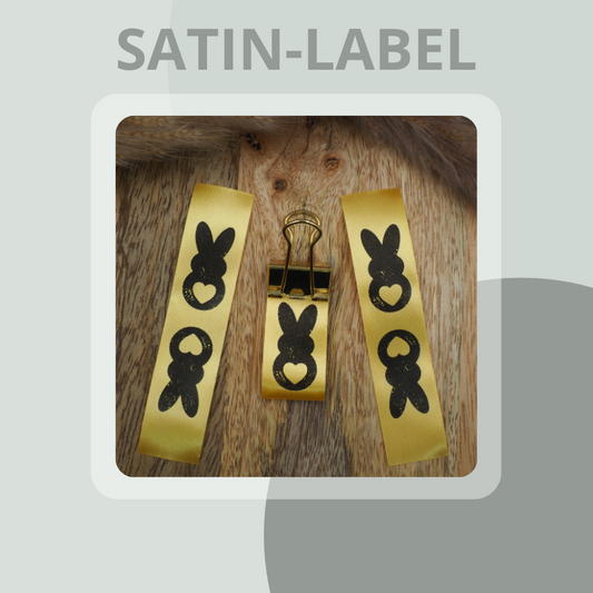 Hase mit Herz Satin-Label in Gelb Eigenproduktion