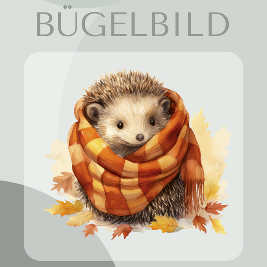 Bügelbild Igel mit Schal